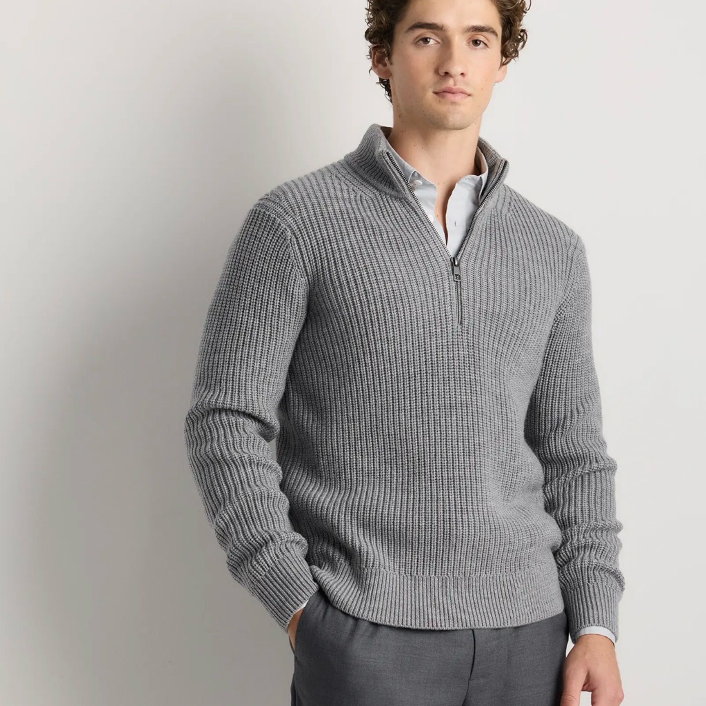 Quince Men's Australian Merino Wool Zip Up In Heather Grey Size X-Large 020